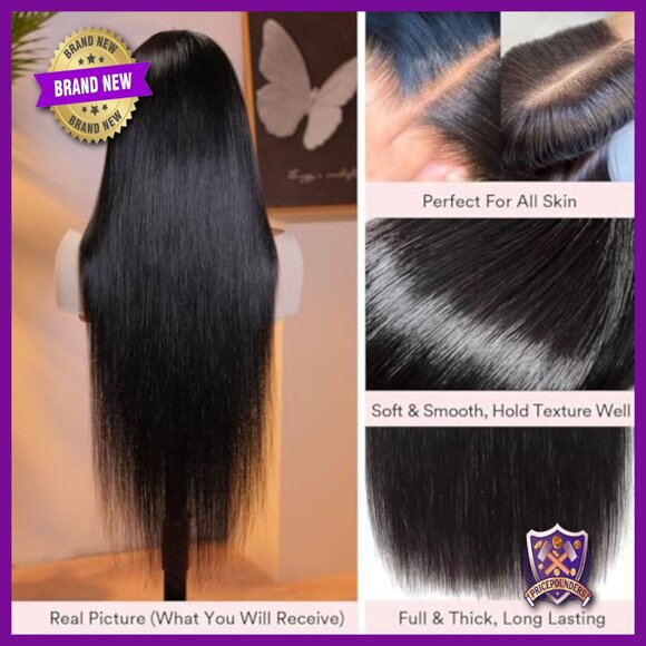32 Inch Straight Human Hair Wig 200% Density 13x6 Lace Front Pre Plucked main image 5